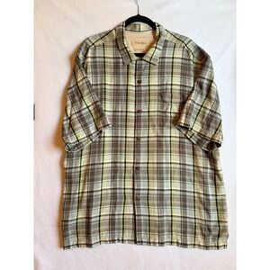 Tommy Bahama Mens XL Silk Plaid Short Sleeve Button Up Shirt Original Fit